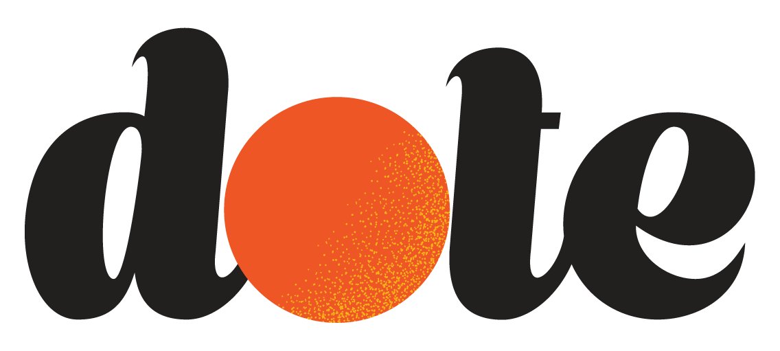 Dote creative agency logo with orange circle for letter o